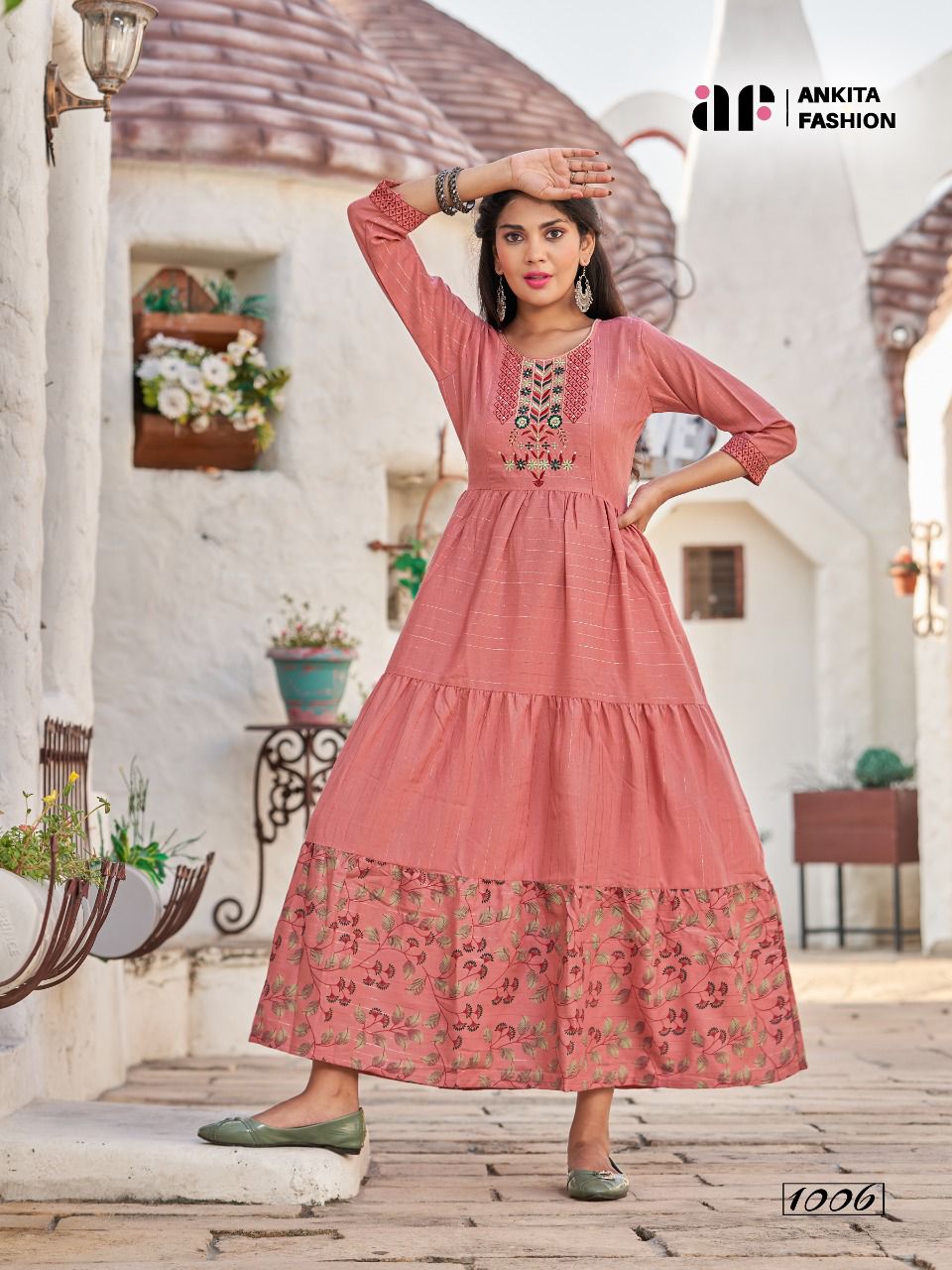 Ankita Weekend Festive Wear Wholesale Cotton Embroidery Anarkali Kurtis